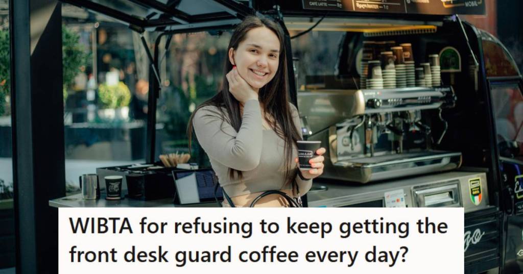 College girl getting coffee at a local coffee truck
