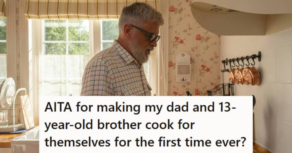 Older man making his own food for once in his life