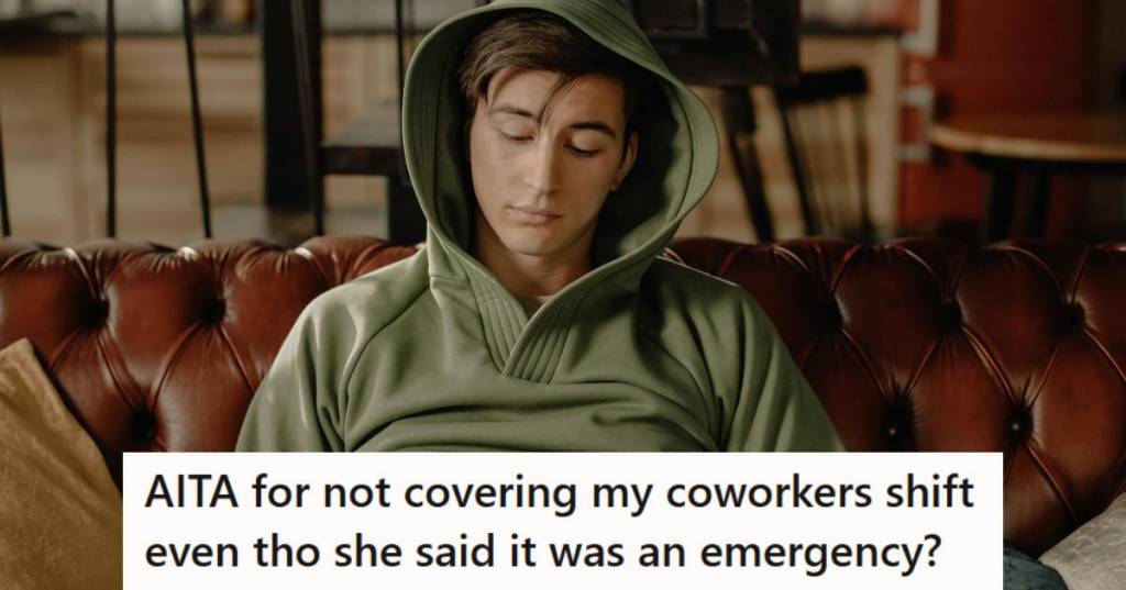 Young man sitting on the couch thinking about his lazy coworker