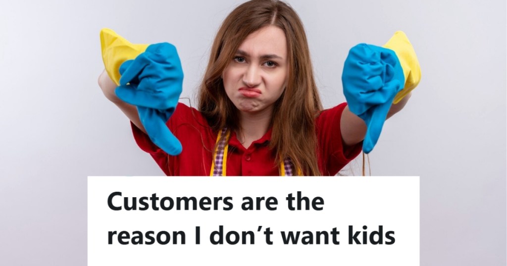 Cleaning woman giving thumbs down