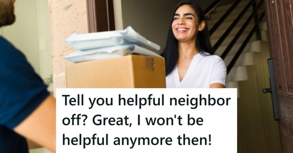 Woman accepting deliveries