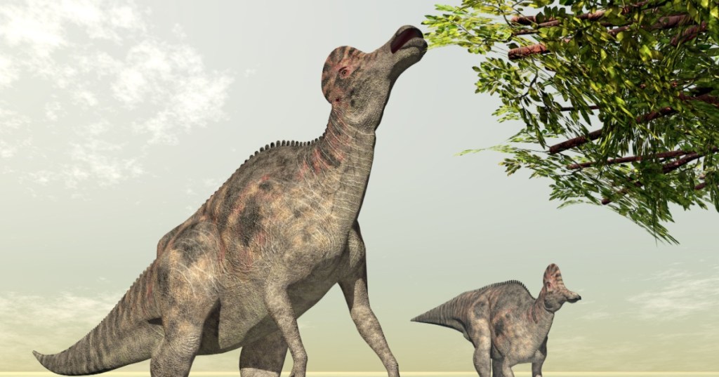 Dinosaur eating leaves