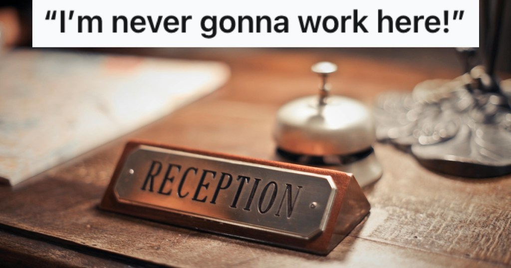 The front desk of a hotel