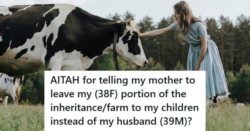 Woman petting a cow on her family farm