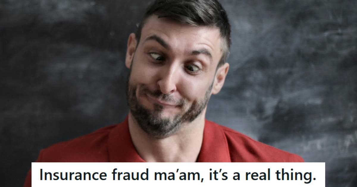 Insurance agent crossing his eyes because of a dumb call