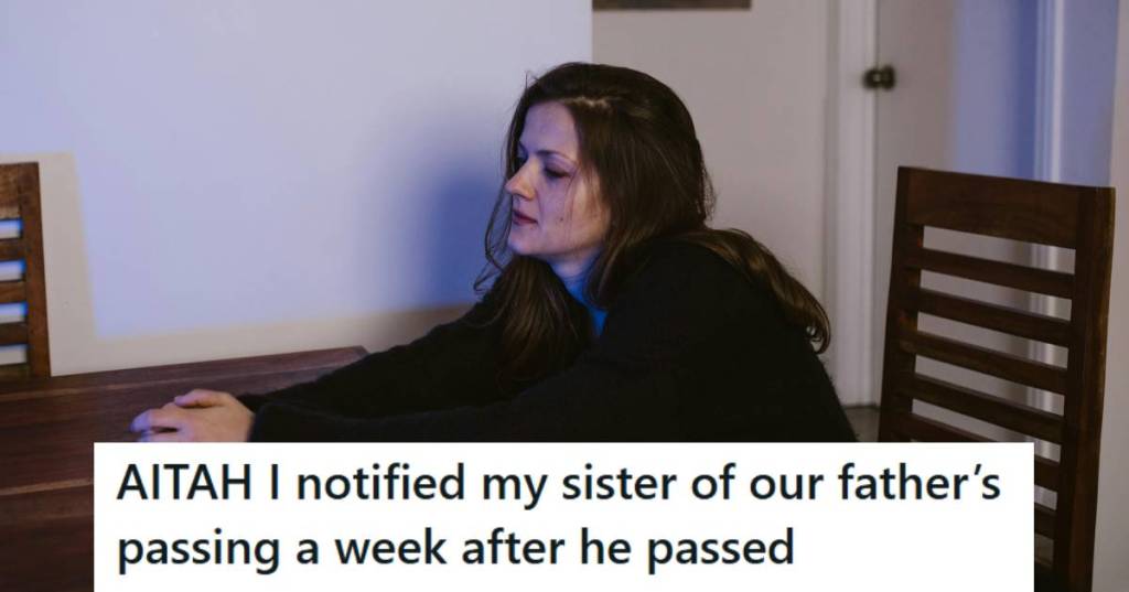 Woman sitting at a dining table, grieving the loss of her father