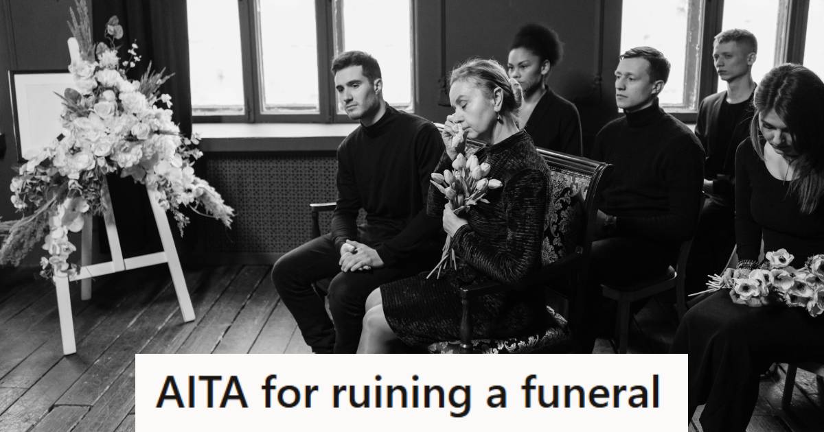 Family sitting in silence at a funeral wake