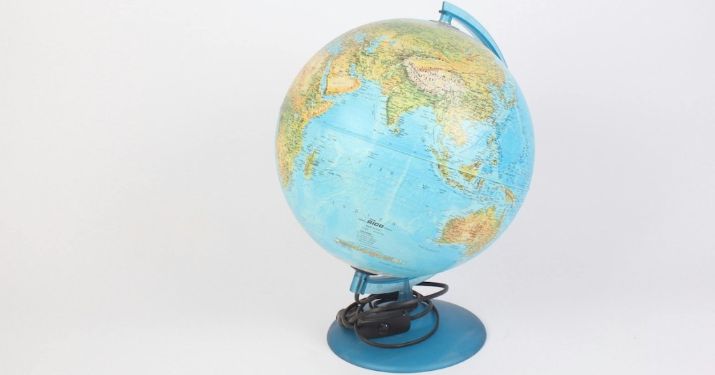 A blue plastic globe