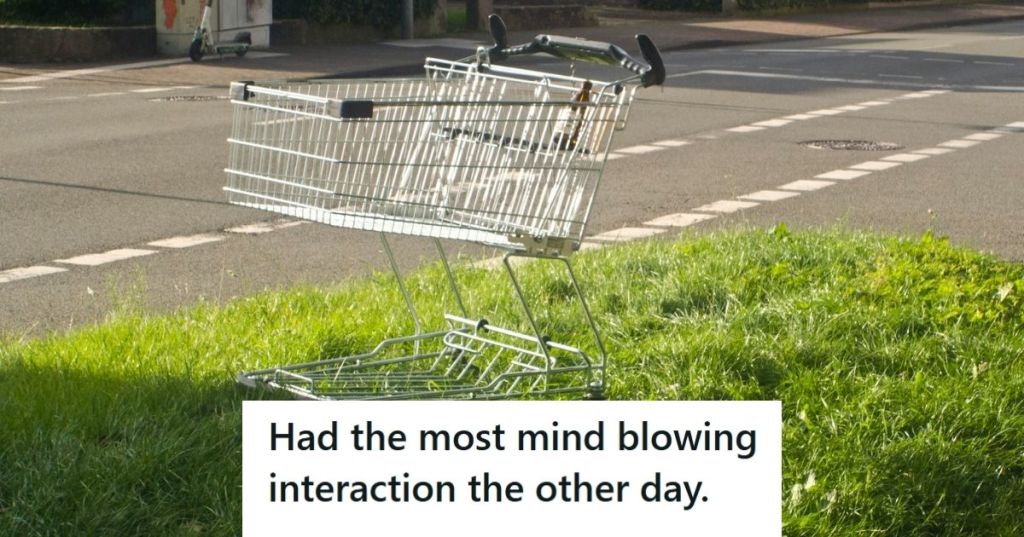 Shopping cart parked on the grass