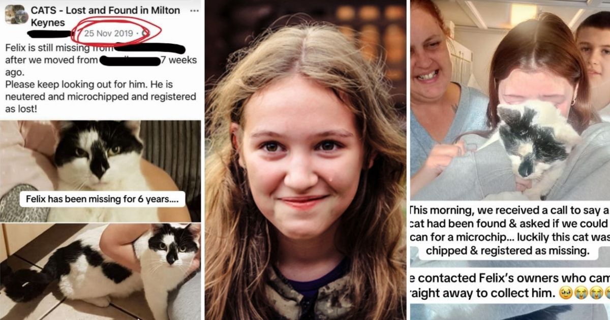 Happy woman found cat