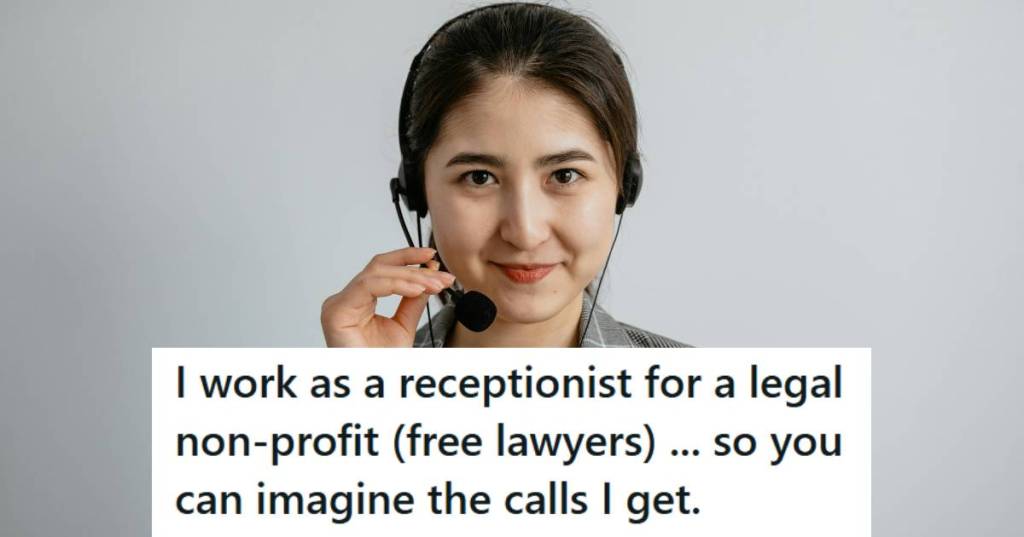 Call center employee smirking as a woman screams at her