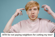 Neighbor Chopped Down An Old Tree On Their Property Line And Tried Scamming This Guy For The Cost, So He Yelled At The Neighbor And Told Him To Never Step On His Property Again
