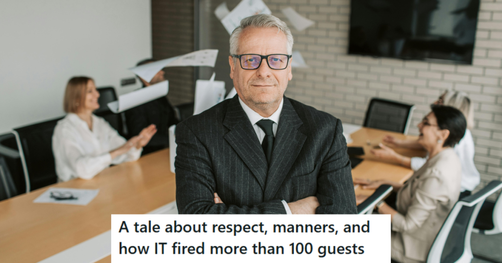 Man in black suit in office