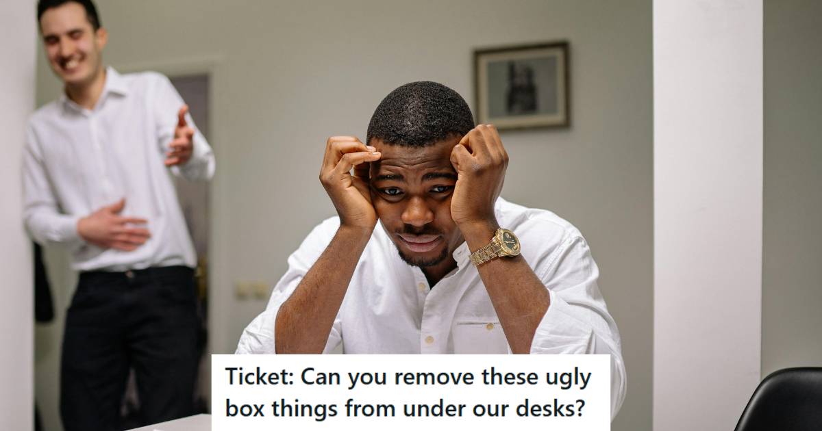 Man in white shirt getting laughed at