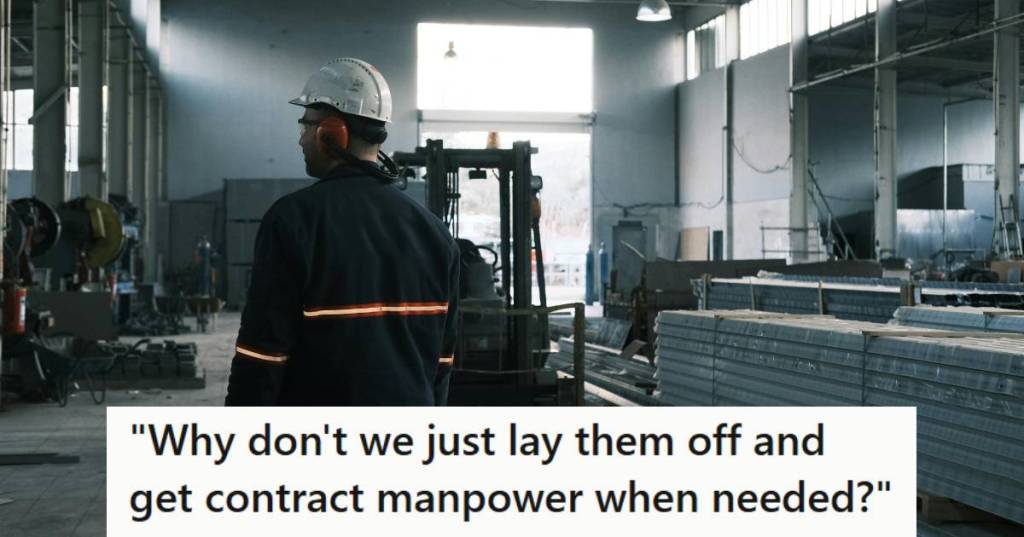 Man walking through the warehouse because work has slowed a little