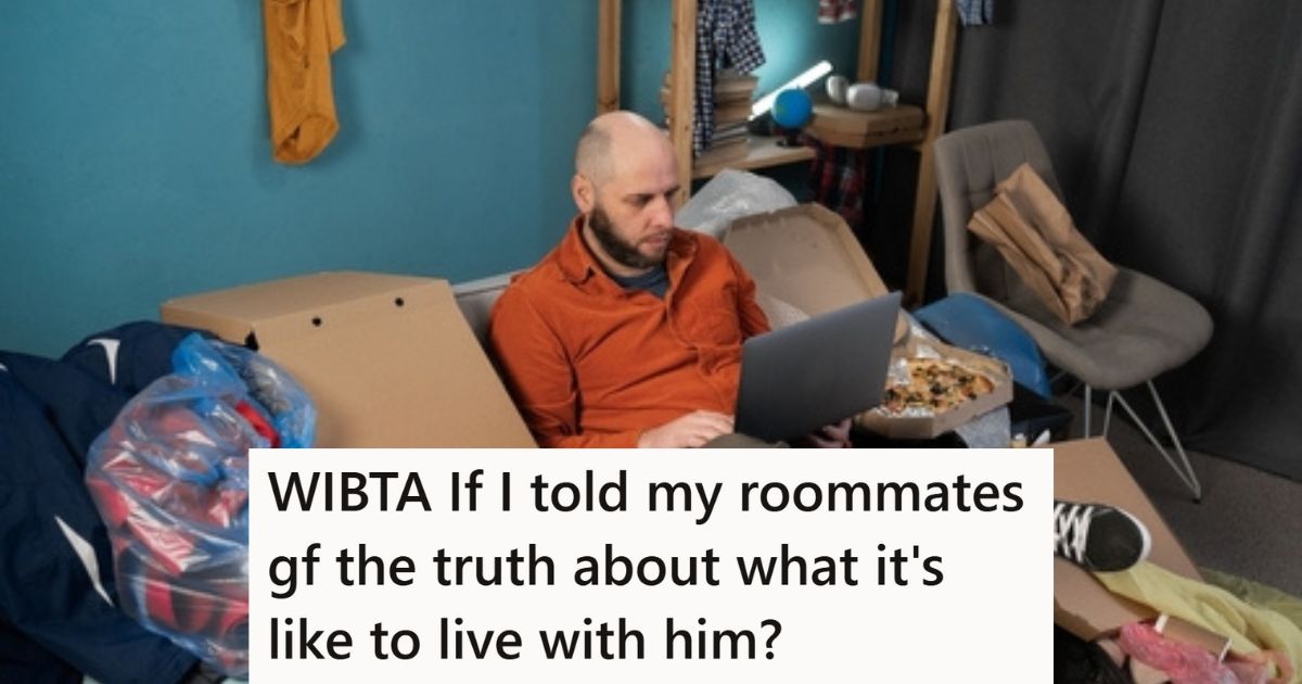 Womans Roommate Never Cleans Up After Himself, So Now That He Wants To Move In With His New Girlfriend, Shes Thinking About Warning Her Messy man on couch