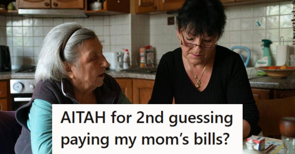 Older mother planning finances with her daughter who pays for everything