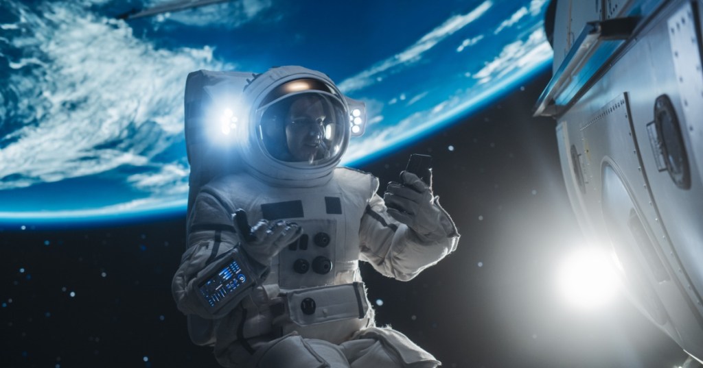 Astronaut on the phone