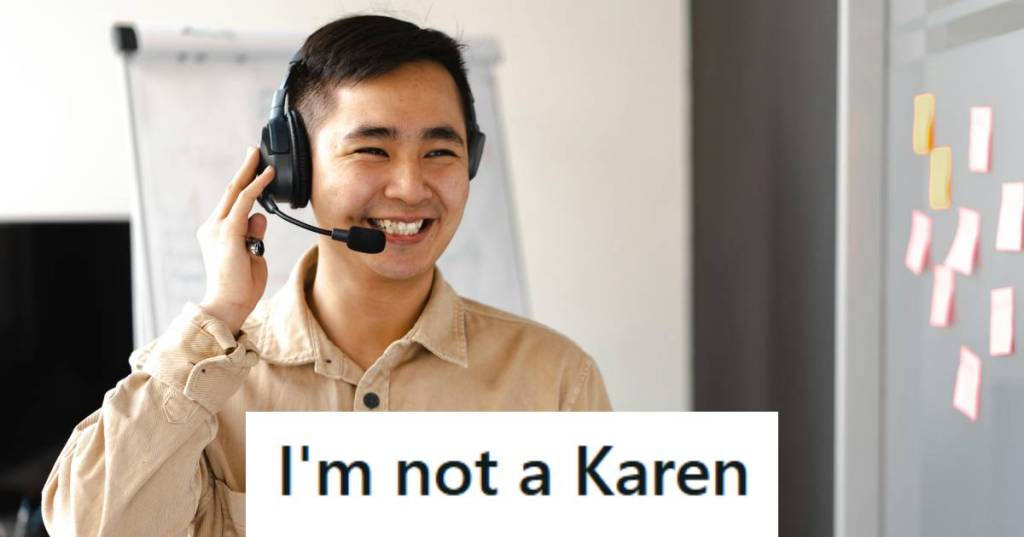 Call center employee smiling because the customer is funny