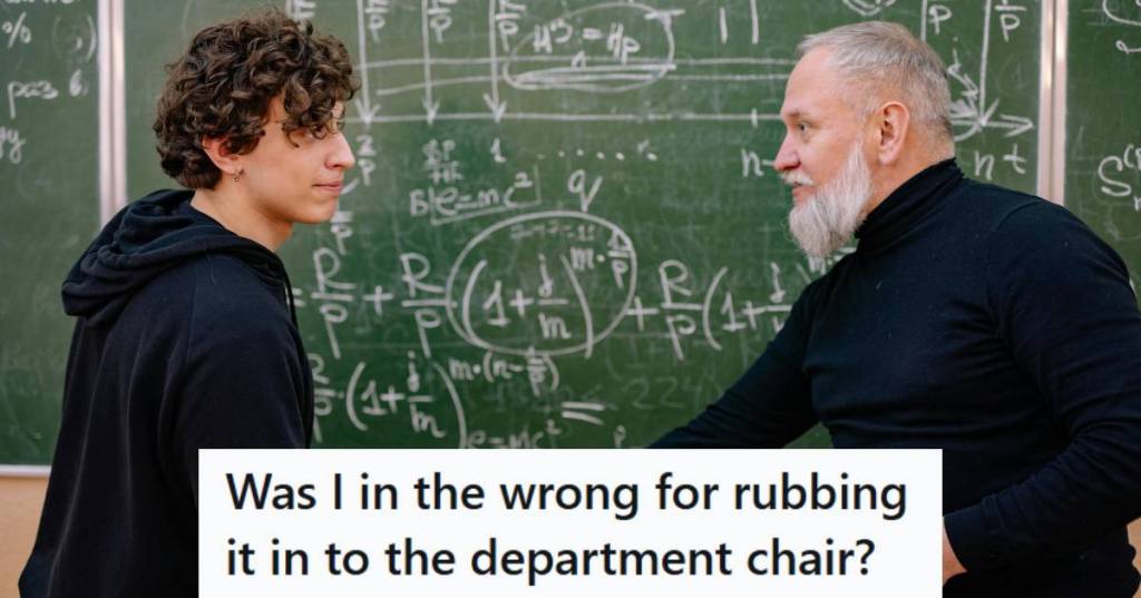 PhD student shaking hands with the Department Chair who used to be over him