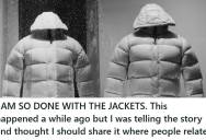 Retail Cashier Tried To Keep Up With The Christmas Eve Rush, But When A Customer Bought Nine Puffer Jackets And Demanded Bags, She Was Left Wrestling Paper Sacks While He Joked