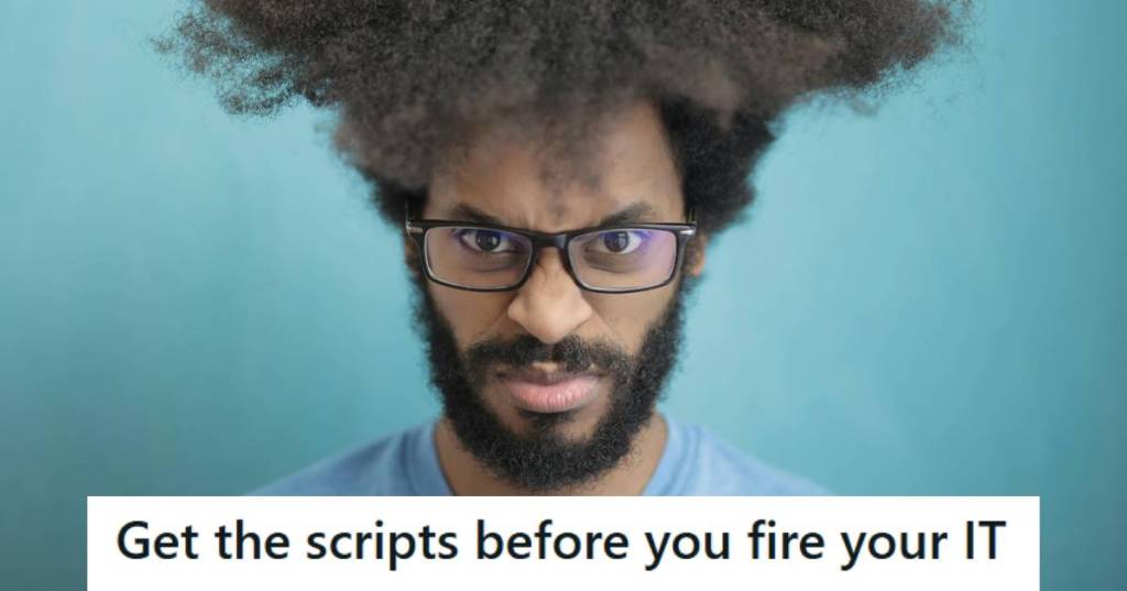 IT worker staring angrily at the camera