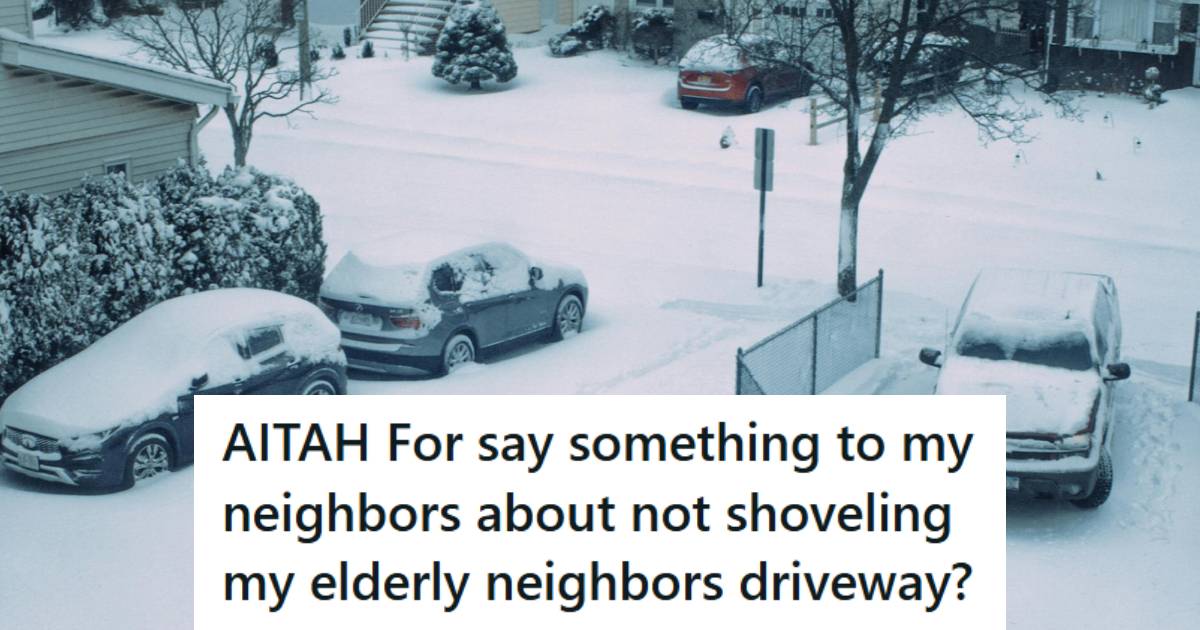 Cars sitting in driveways that are blocked by snow