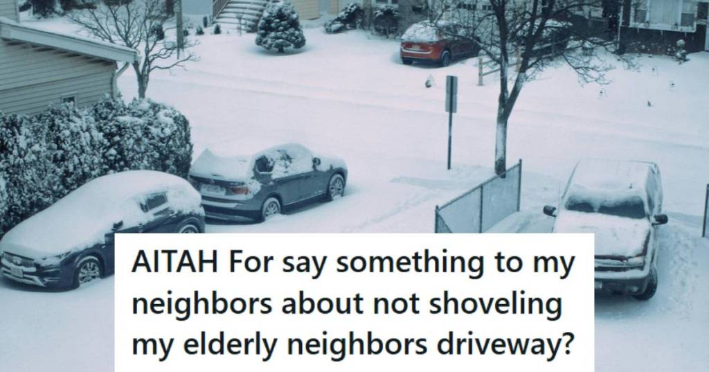 Cars sitting in driveways that are blocked by snow