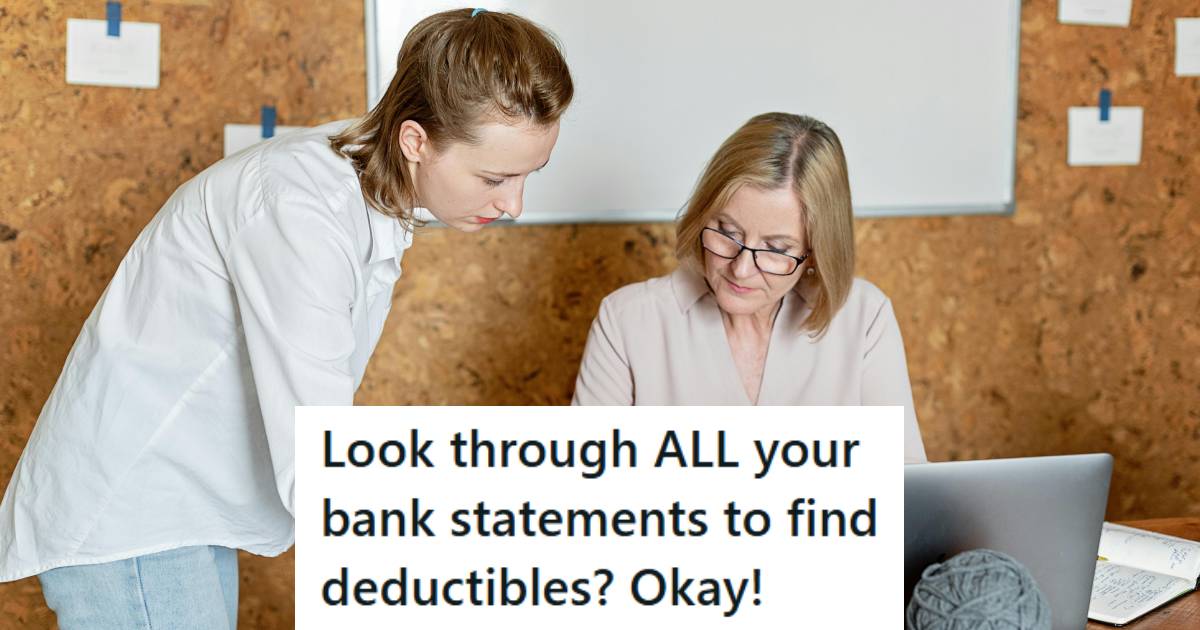 Women checking over a client's bank statements to find deductions