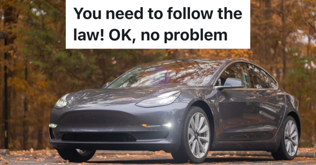 gray Tesla in the fall