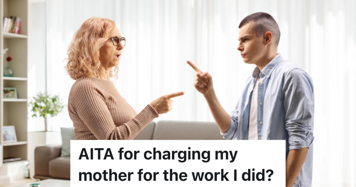 young man arguing with his mother