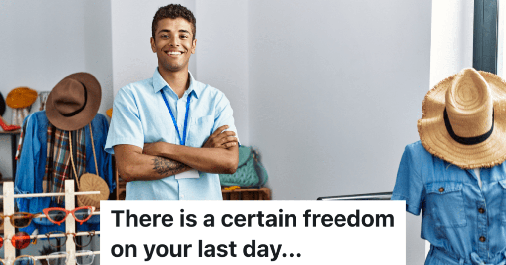 smiling man with arms crossed working at a retail store