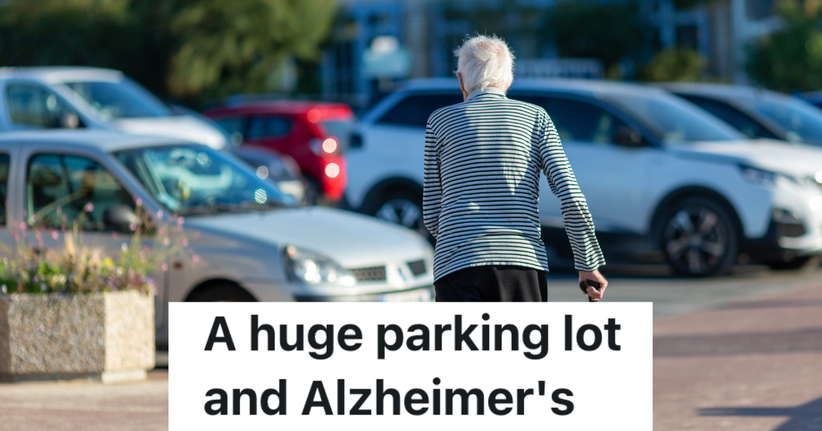 older man walking in parking lot