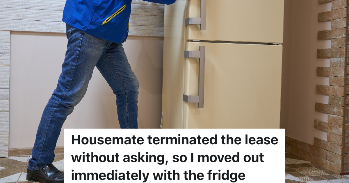 person moving a refrigerator