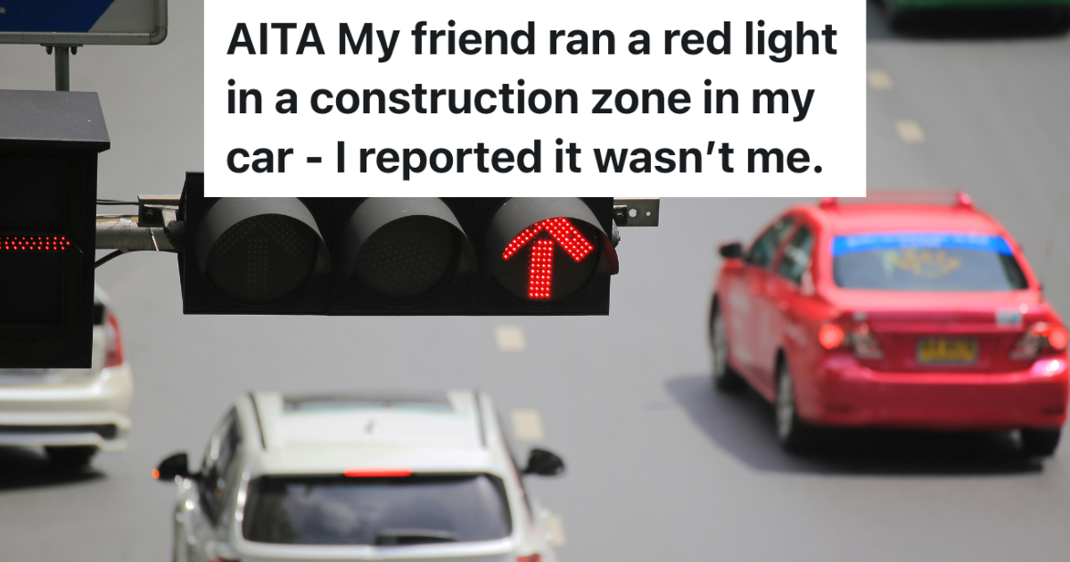 traffic light with red arrow and red and white cars driving