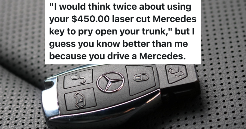 Mercedes-Benz car keys on leather seat