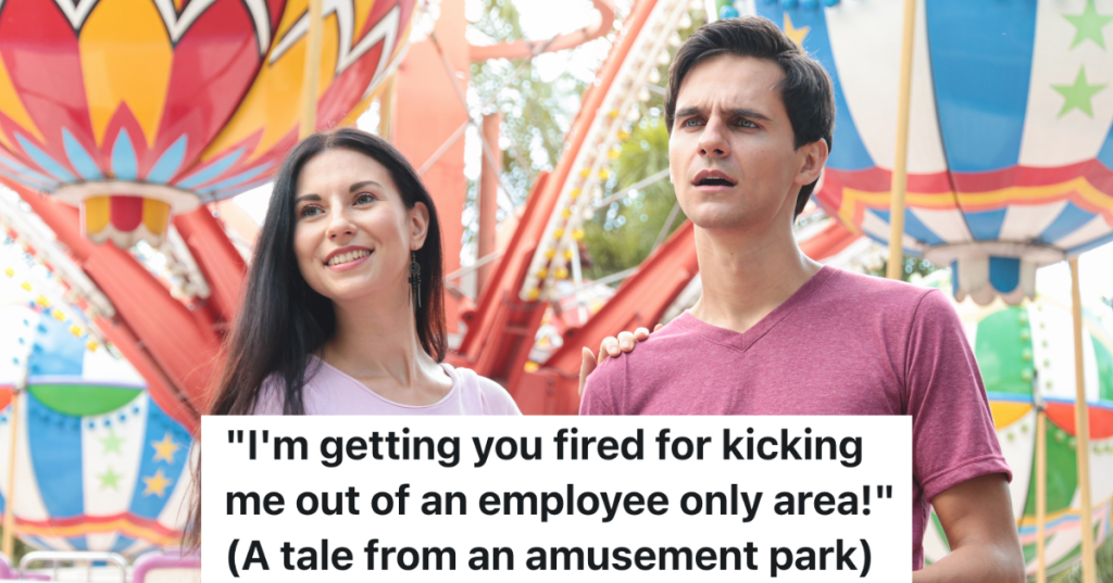 young couple at an amusement park