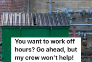 Assistant Manger Works Overtime For Free, So The Floor Manager Refuses To Let Anyone Help Her Take Out The Trash