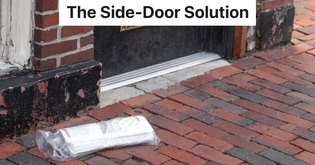 newspaper outside door