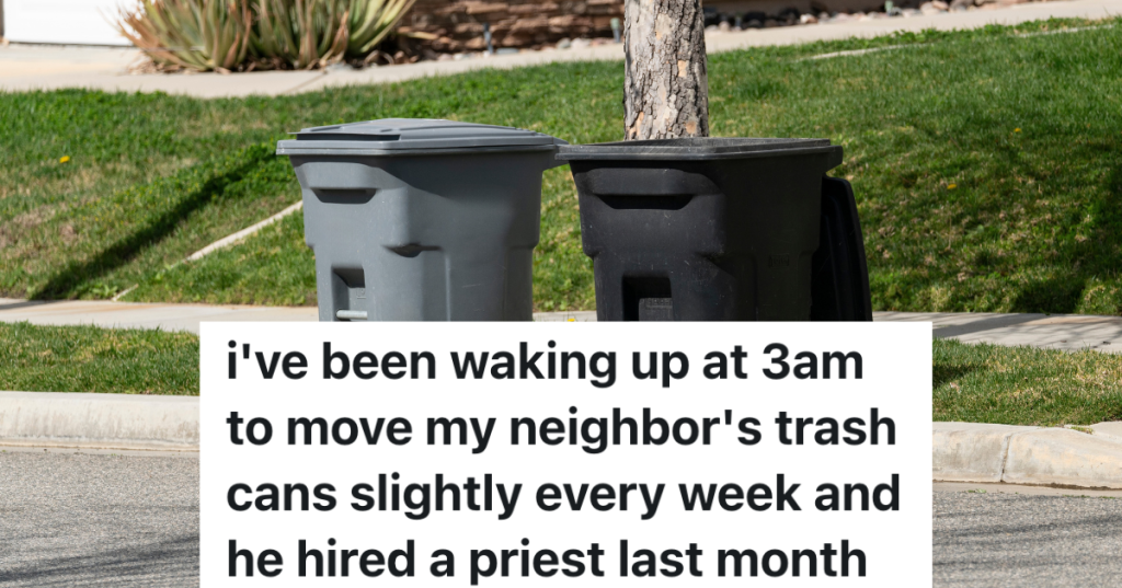 gray and black trash bins on the curb