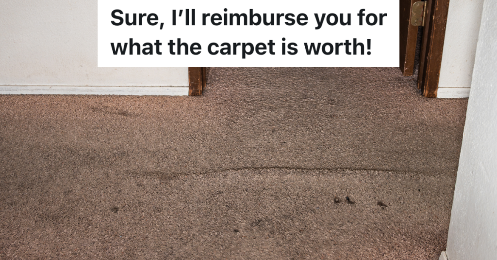 worn out, dirty, stained brown carpet