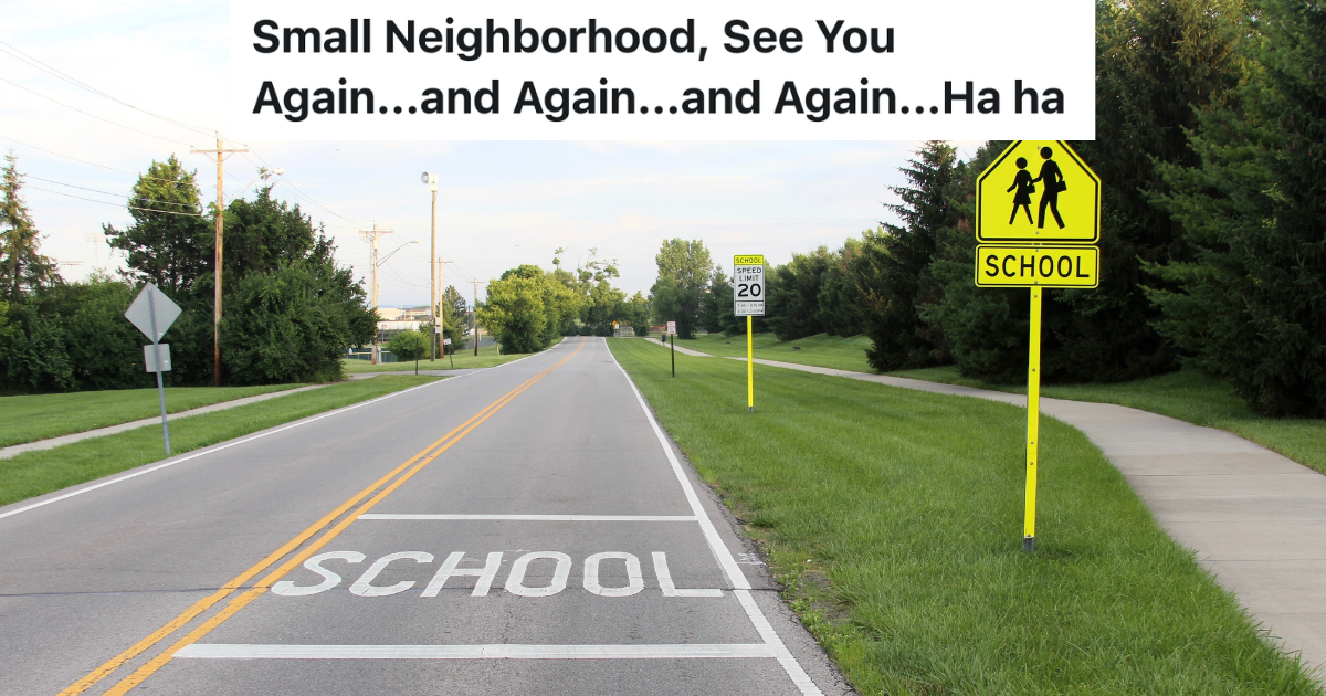 school zone signs by and on road