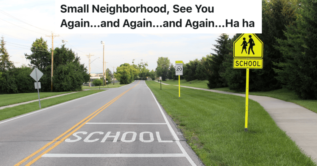 school zone signs by and on road