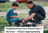 Man Almost Runs Over Woman Visiting Her Grandmother, So She Runs Over His Son’s Toy Car In Response