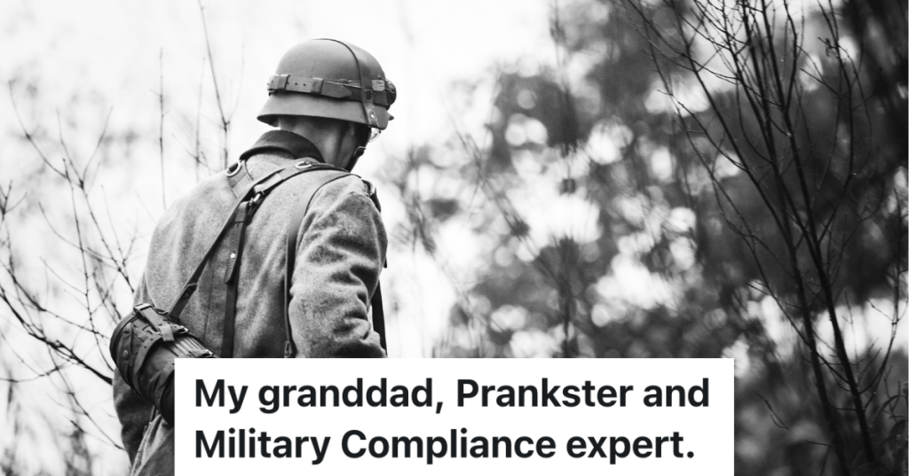 black and white photo of man dressed like German soldier