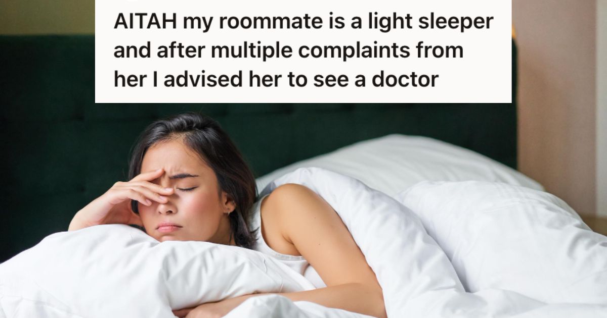 Woman waking up in bed and covering her face