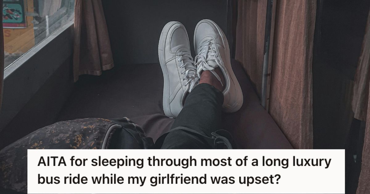 Person's feet weraing sneakers while on a sleeper bus