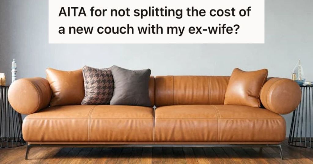 A brown couch with square pillows