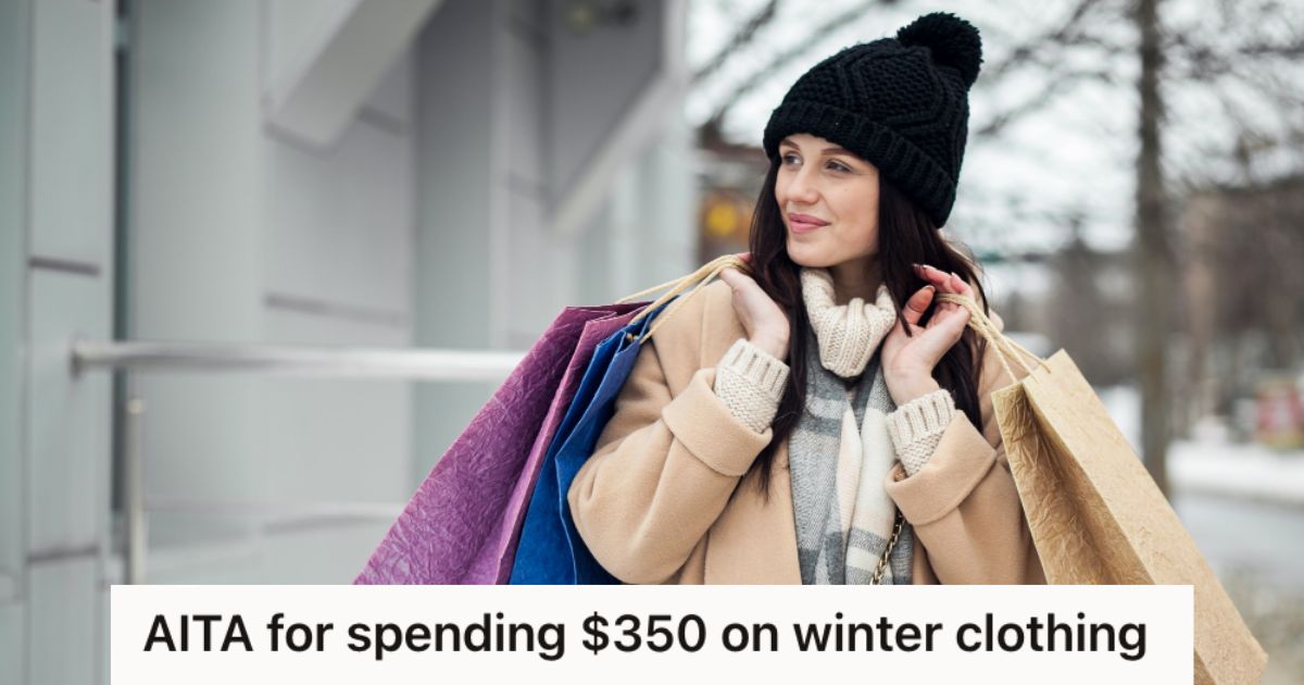 Woman carrying shopping bags in winter