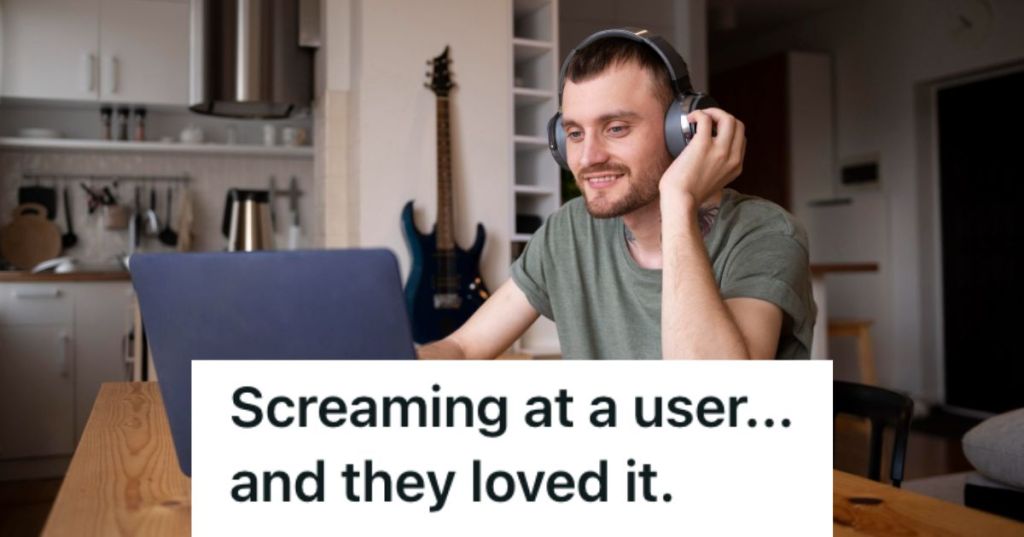 Man working from home wearing a headphone